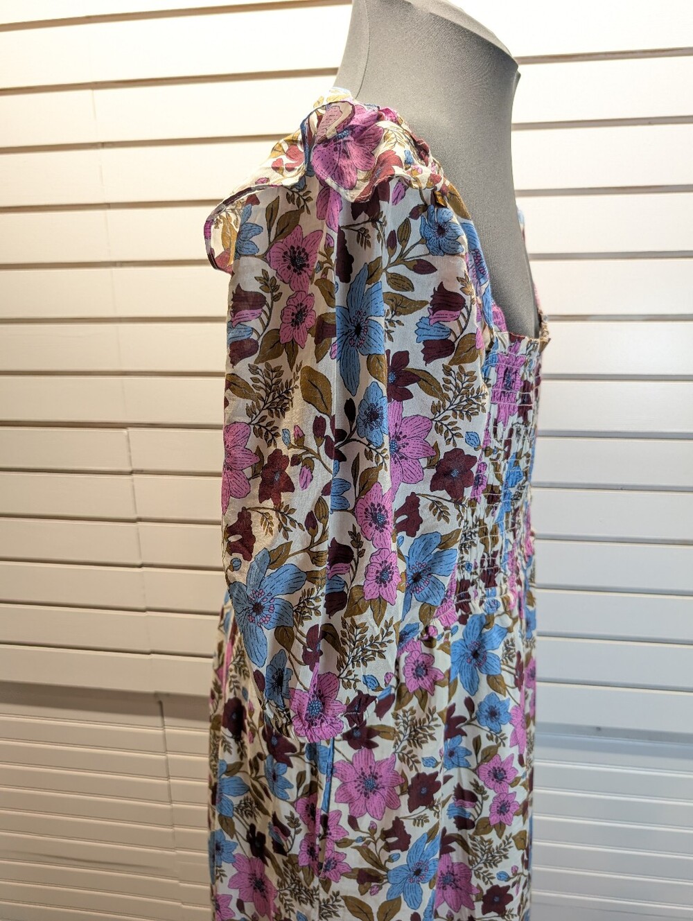 Vineyard Vines Dress Smocked Cotton/Silk Midi Floral Martha's Vineyard Dress XL - Picture 7 of 9